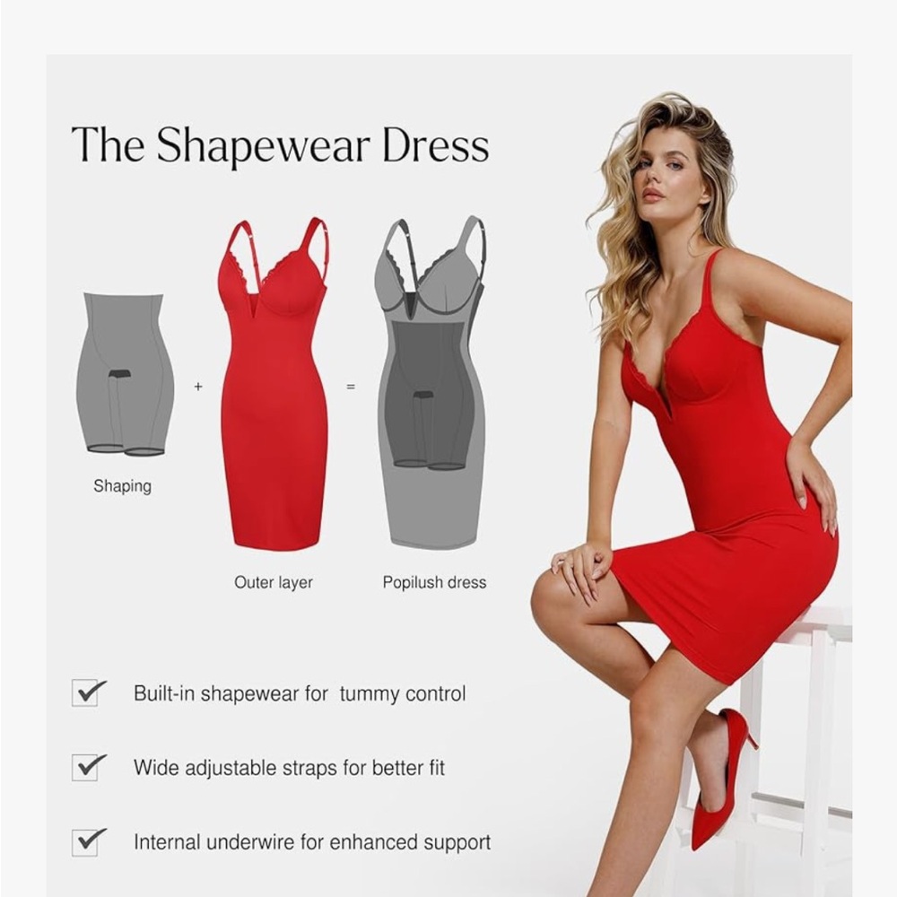 Elegant Red Mini Dress - Picture 2 of 6